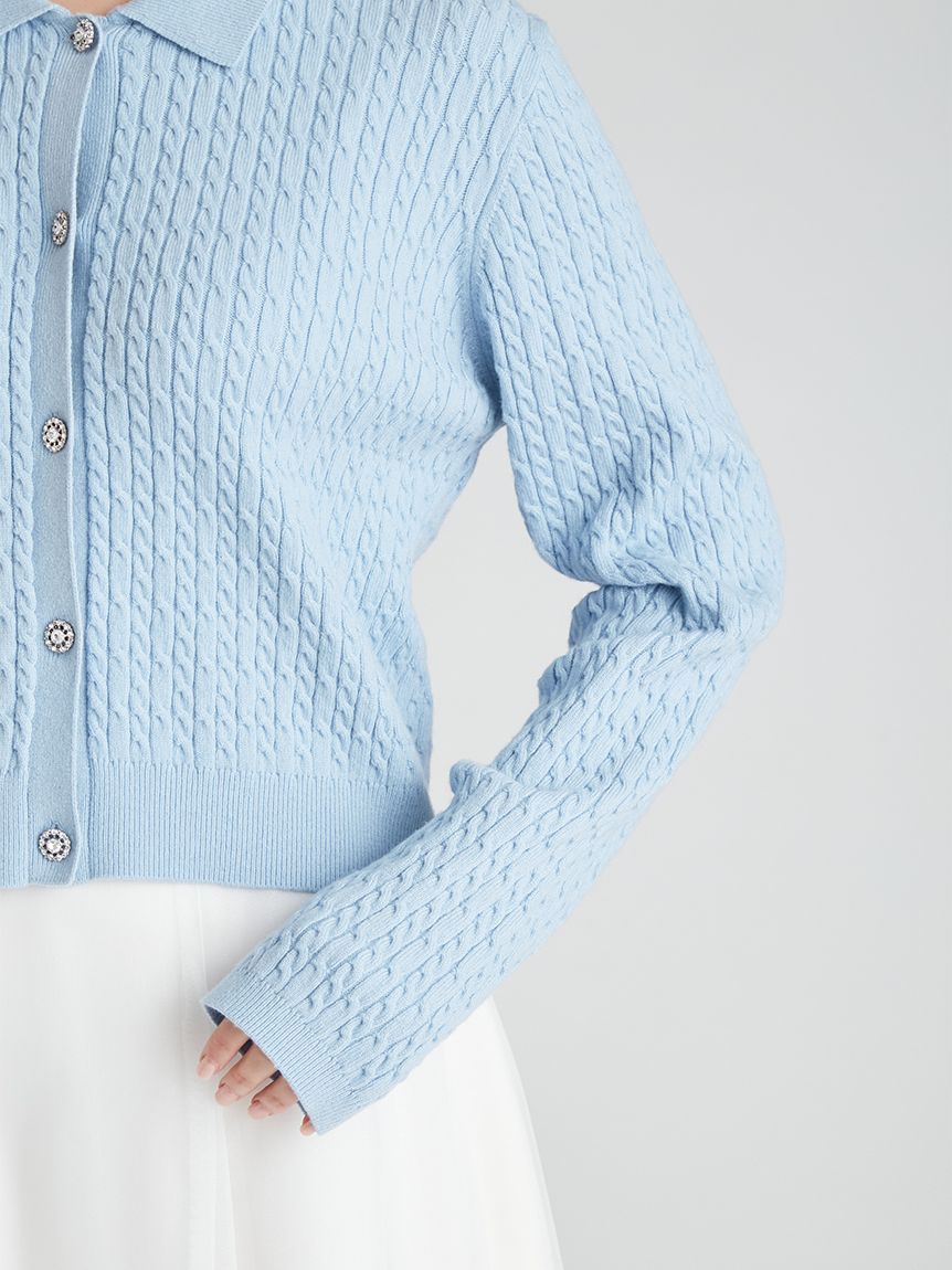 ビジュー釦ケーブルカーディガン(ニットプルオーバー)｜TOPS（トップス
