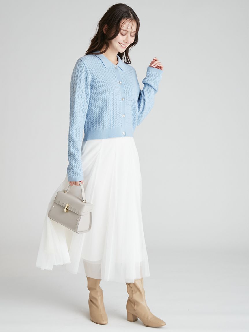 ビジュー釦ケーブルカーディガン(ニットプルオーバー)｜TOPS（トップス