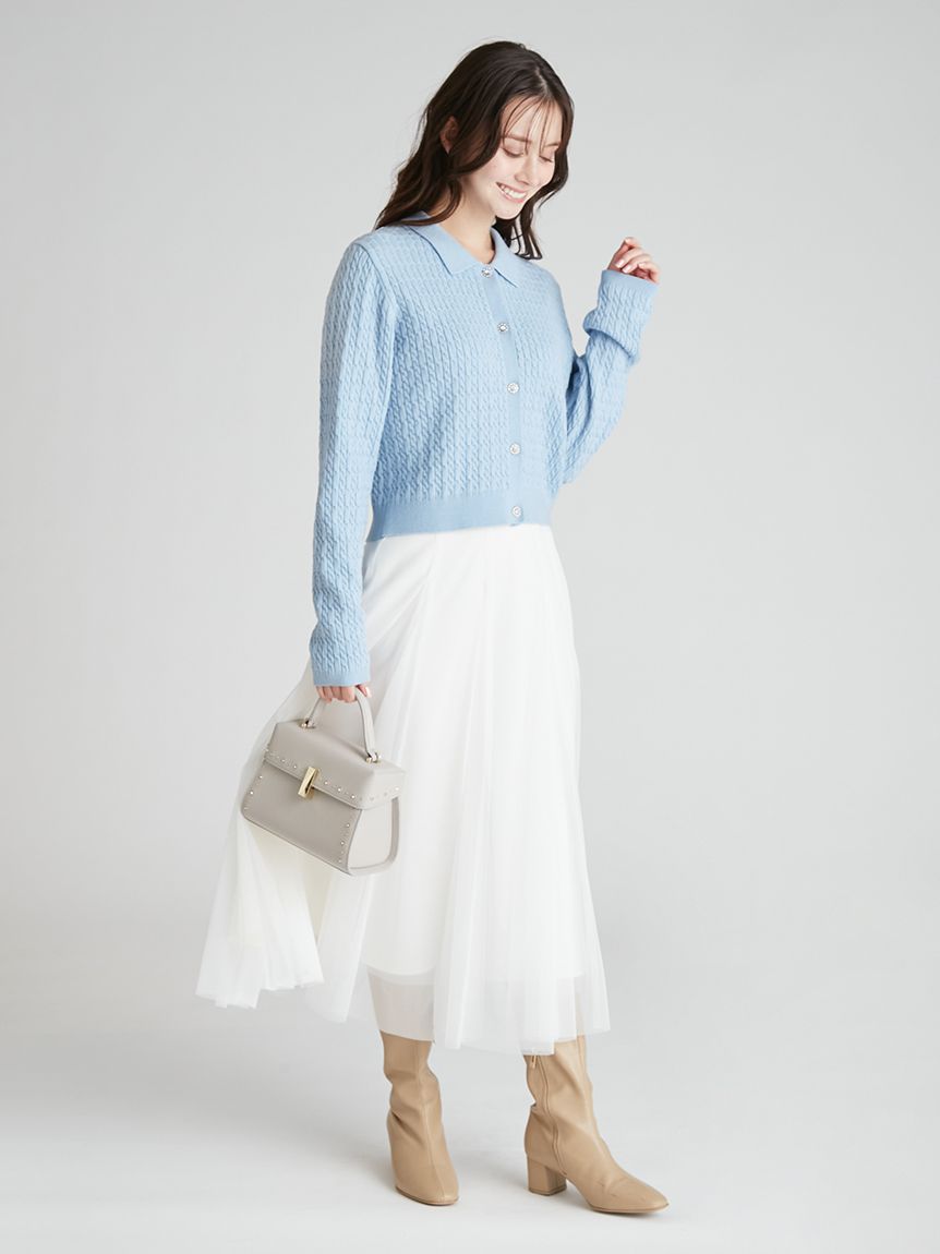 THE TOE ライトブルー ケーブルニットカーディガン S POLO R.LAUREN