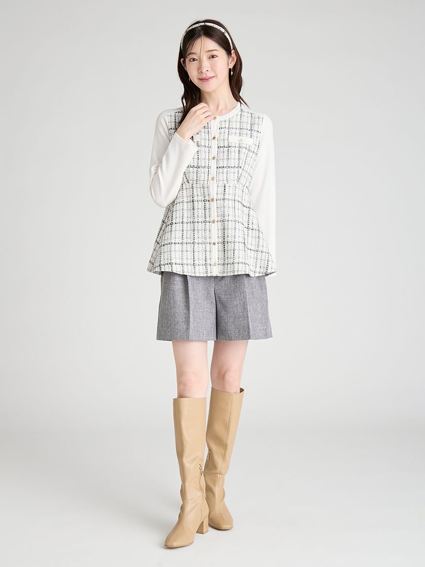 ツイードペプラムカーディガン(カーディガン)｜TOPS（トップス