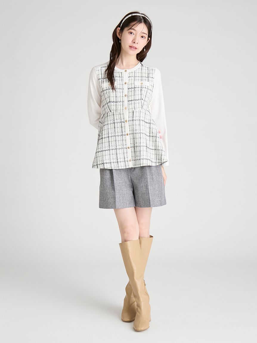 ツイードペプラムカーディガン(カーディガン)｜TOPS（トップス