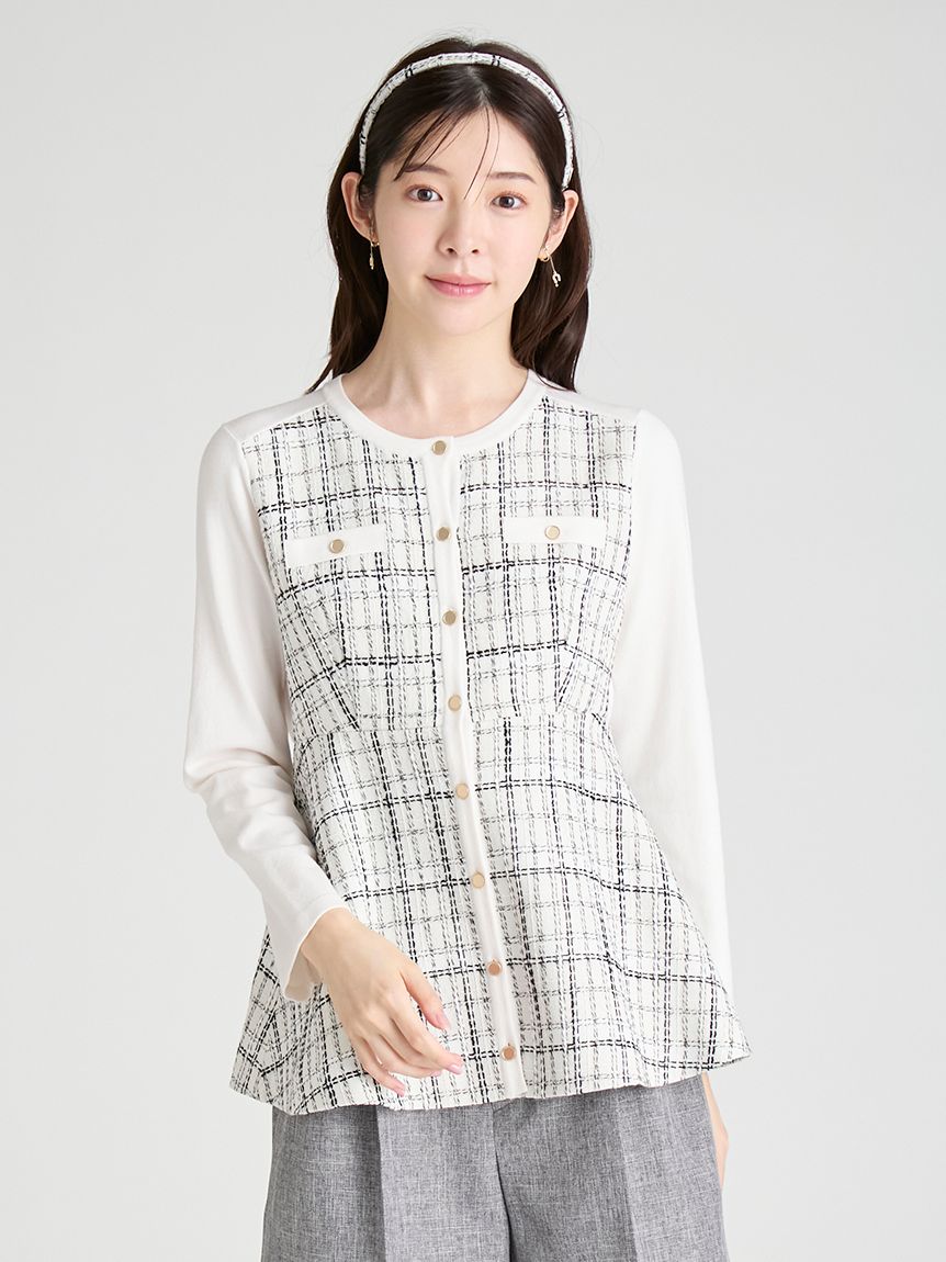 セルフォード  ペプラム  カーディガン ツイードペプラムカーディガン(カーディガン)｜TOPS（トップス