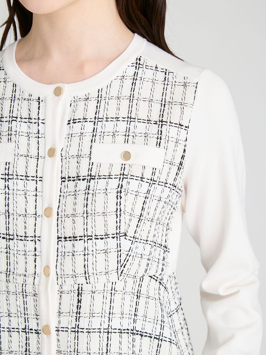 ツイードペプラムカーディガン(カーディガン)｜TOPS（トップス