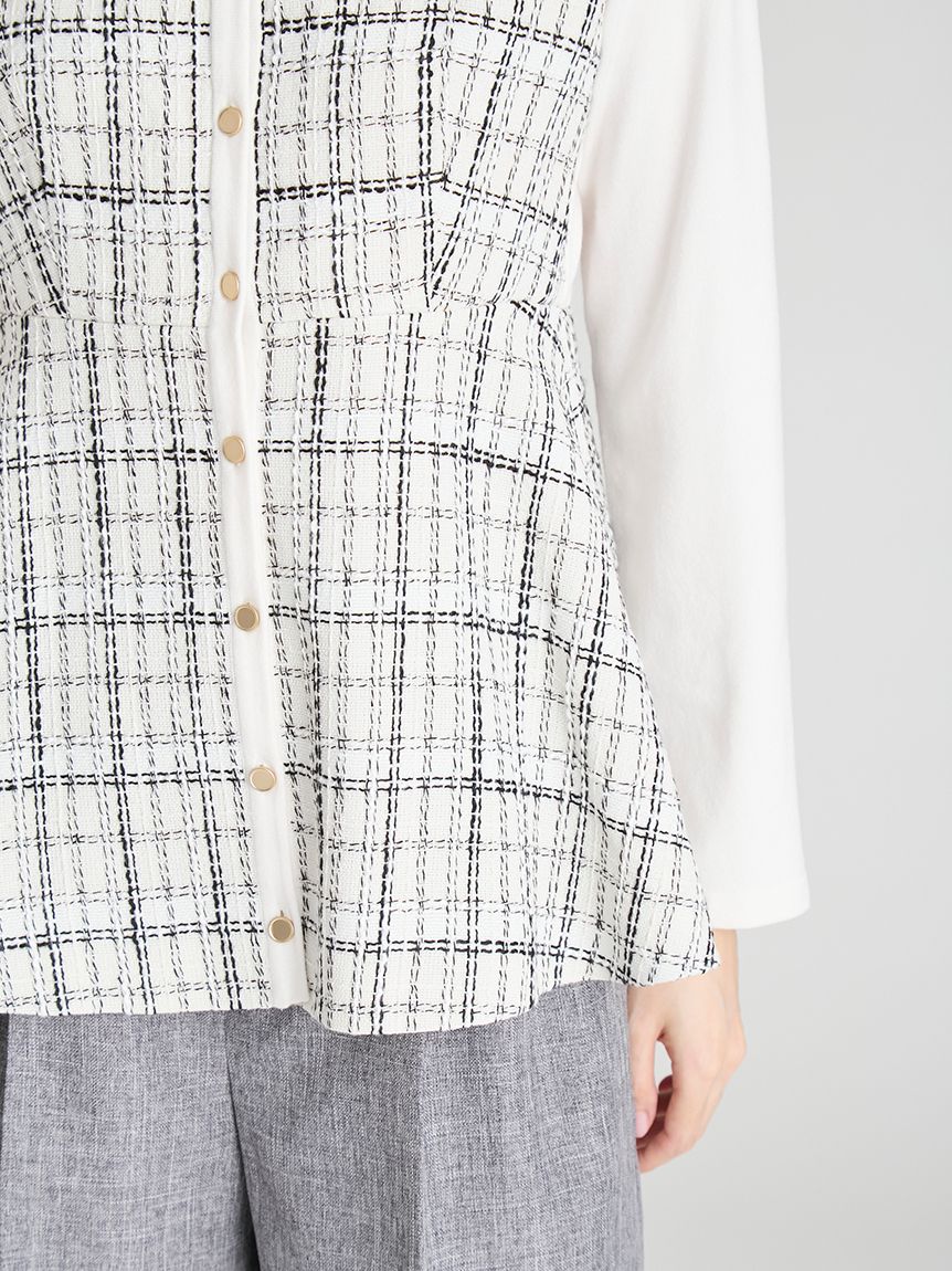 ツイードペプラムカーディガン(カーディガン)｜TOPS（トップス