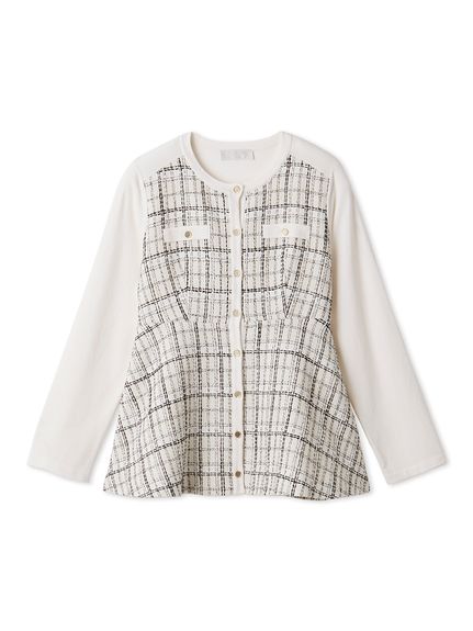 ツイードペプラムカーディガン(カーディガン)｜TOPS（トップス