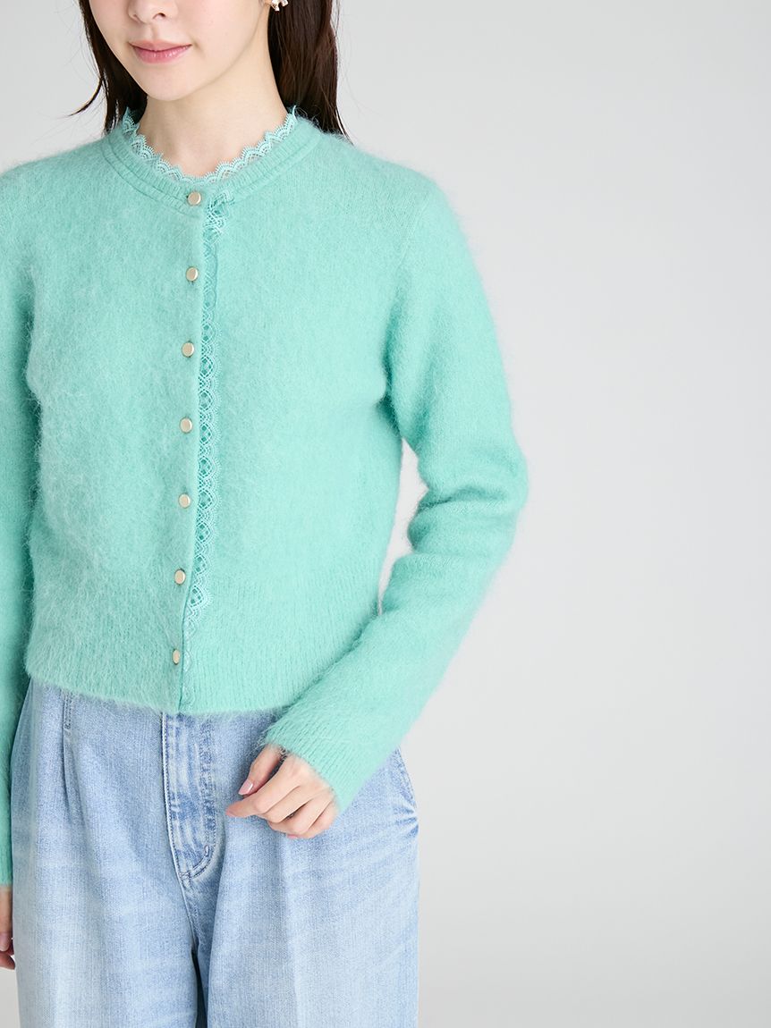 レーストリミングニットカーディガン(ニットプルオーバー)｜TOPS