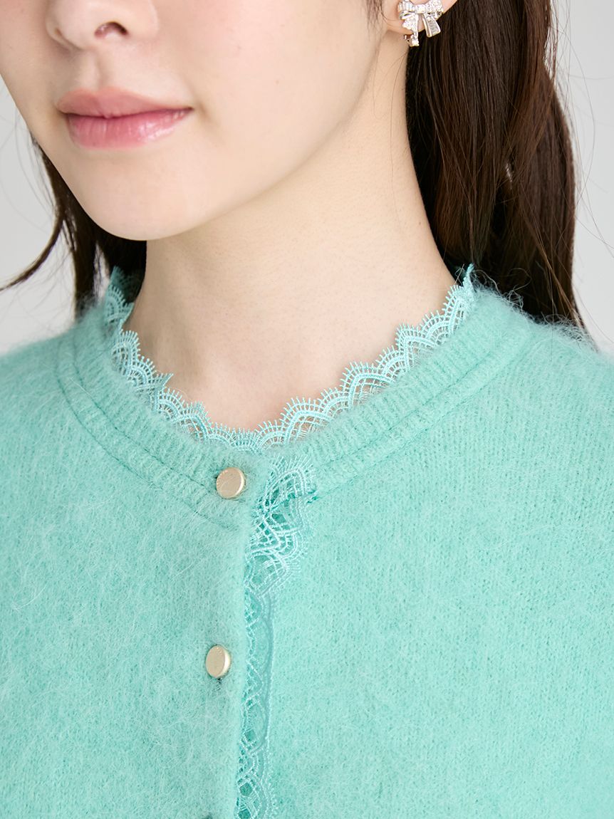 レーストリミングニットカーディガン(ニットプルオーバー)｜TOPS