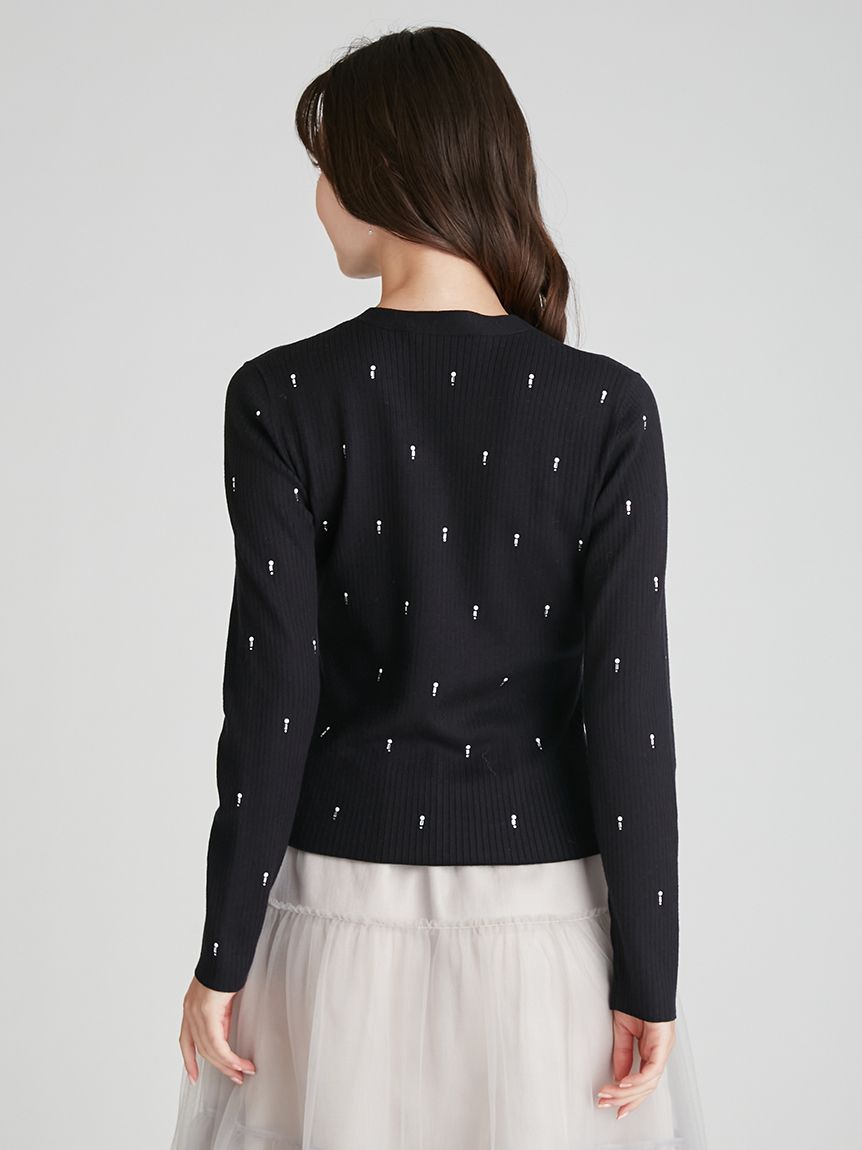 シャイニーVネックニットカーデ(カーディガン)｜TOPS（トップス