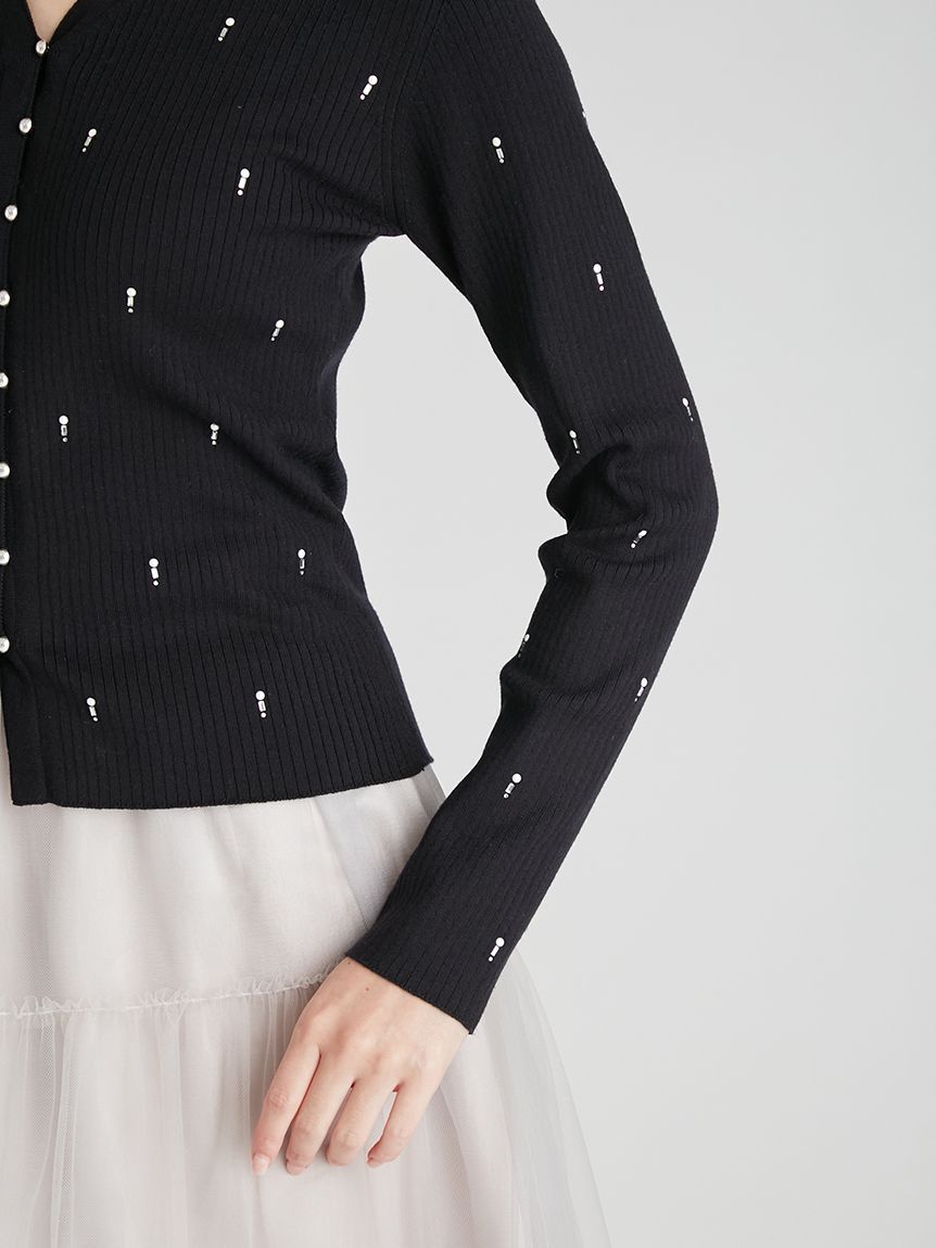 シャイニーVネックニットカーデ(カーディガン)｜TOPS（トップス
