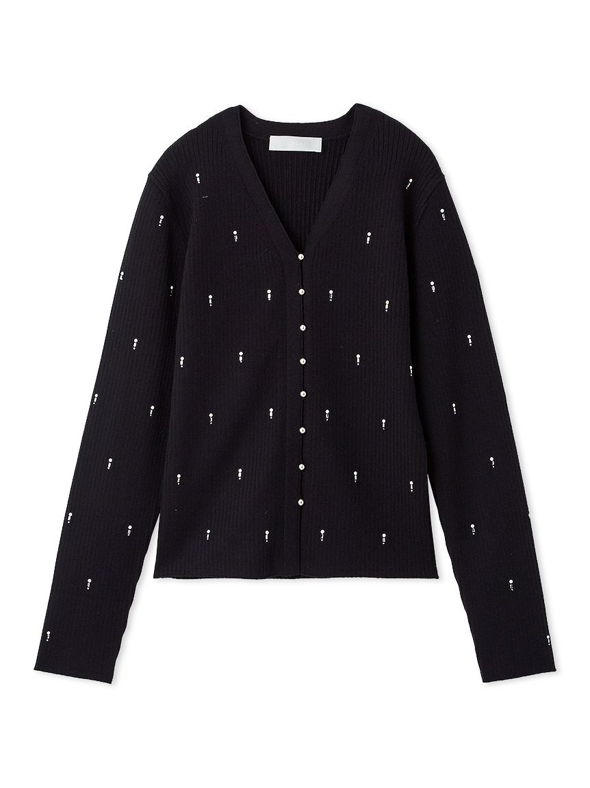 シャイニーVネックニットカーデ(カーディガン)｜TOPS（トップス