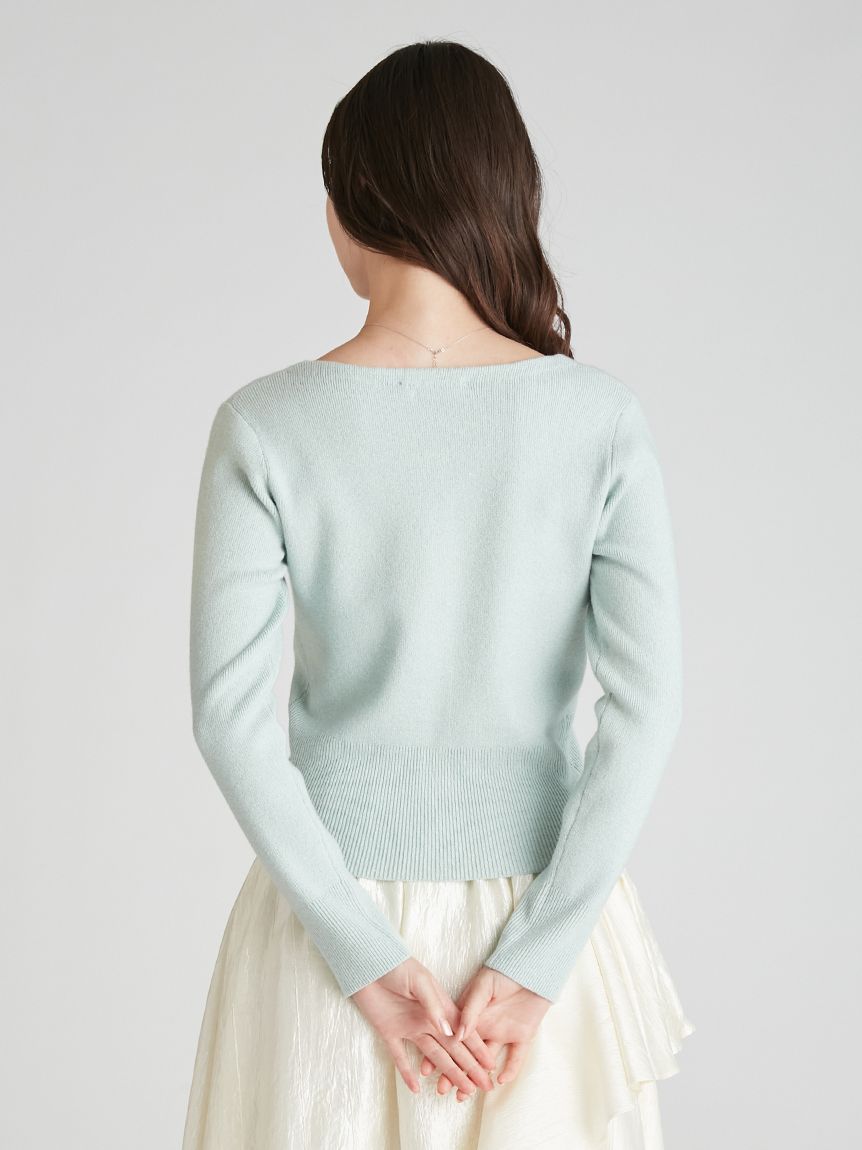 スクエアネックラメニットカーディガン(ニットプルオーバー)｜TOPS