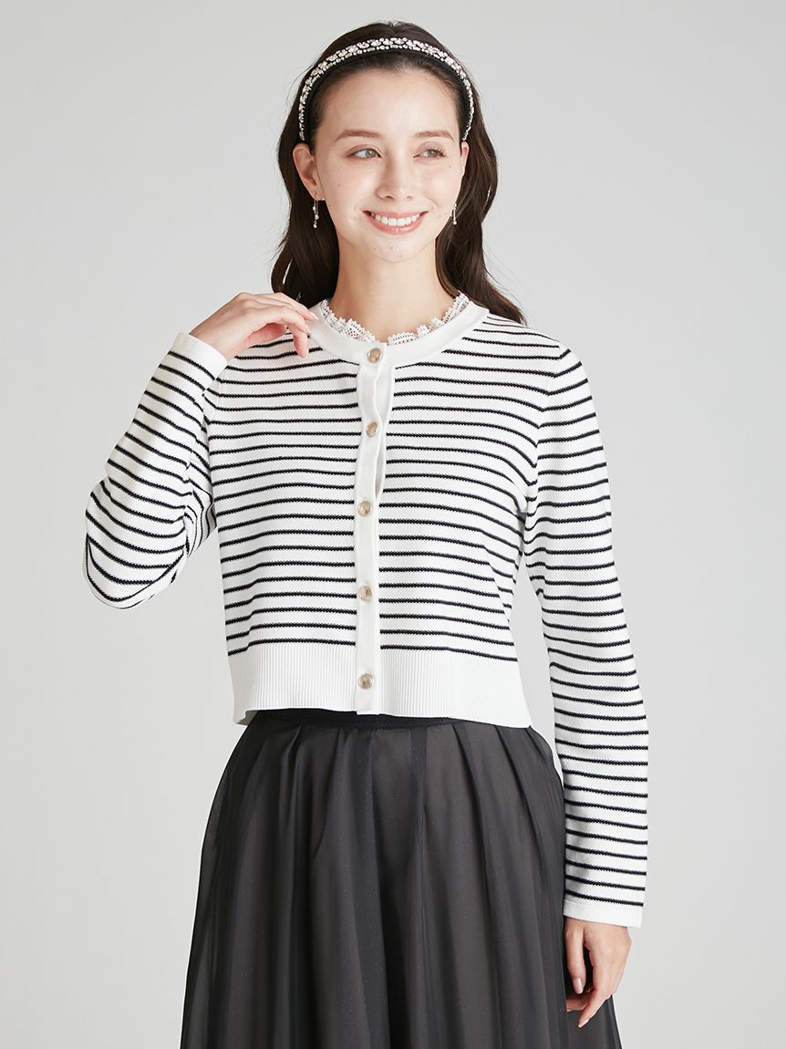 デタッチャブルリボン＆カラーカーディガン(ニットプルオーバー)｜TOPS