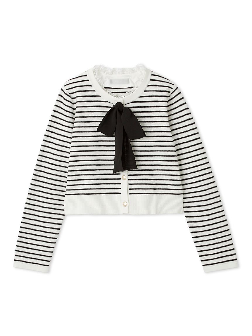 デタッチャブルリボン＆カラーカーディガン(ニットプルオーバー)｜TOPS