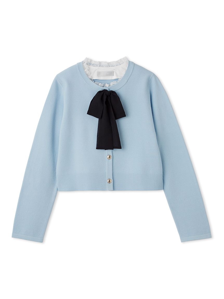 デタッチャブルリボン＆カラーカーディガン(ニットプルオーバー)｜TOPS