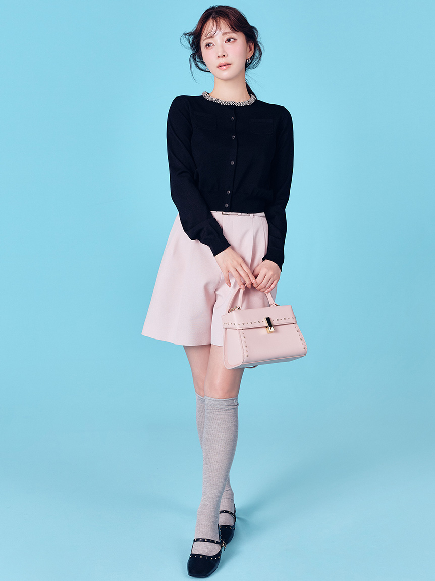 UVカット】シルクブレンドビジューネックカーディガン(ニットプル