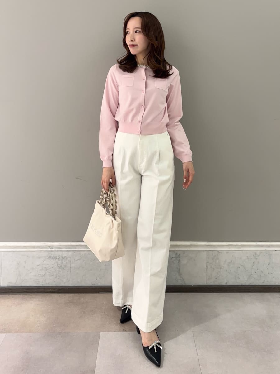 UVカット】シルクブレンドビジューネックカーディガン(ニットプル