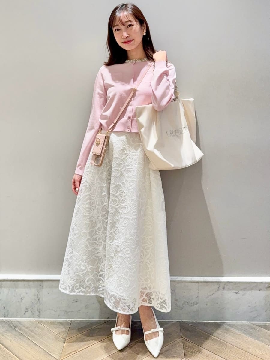 セルフォード　【UVカット】シルクブレンドビジューネックカーディガン UVカット】シルクブレンドビジューネックカーディガン(ニットプル