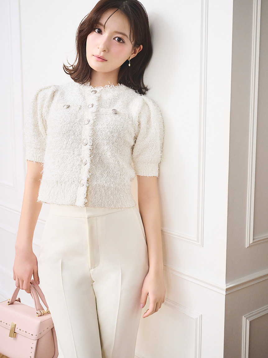 UVカット】ツイードニットカーディガン(ニットプルオーバー)｜TOPS