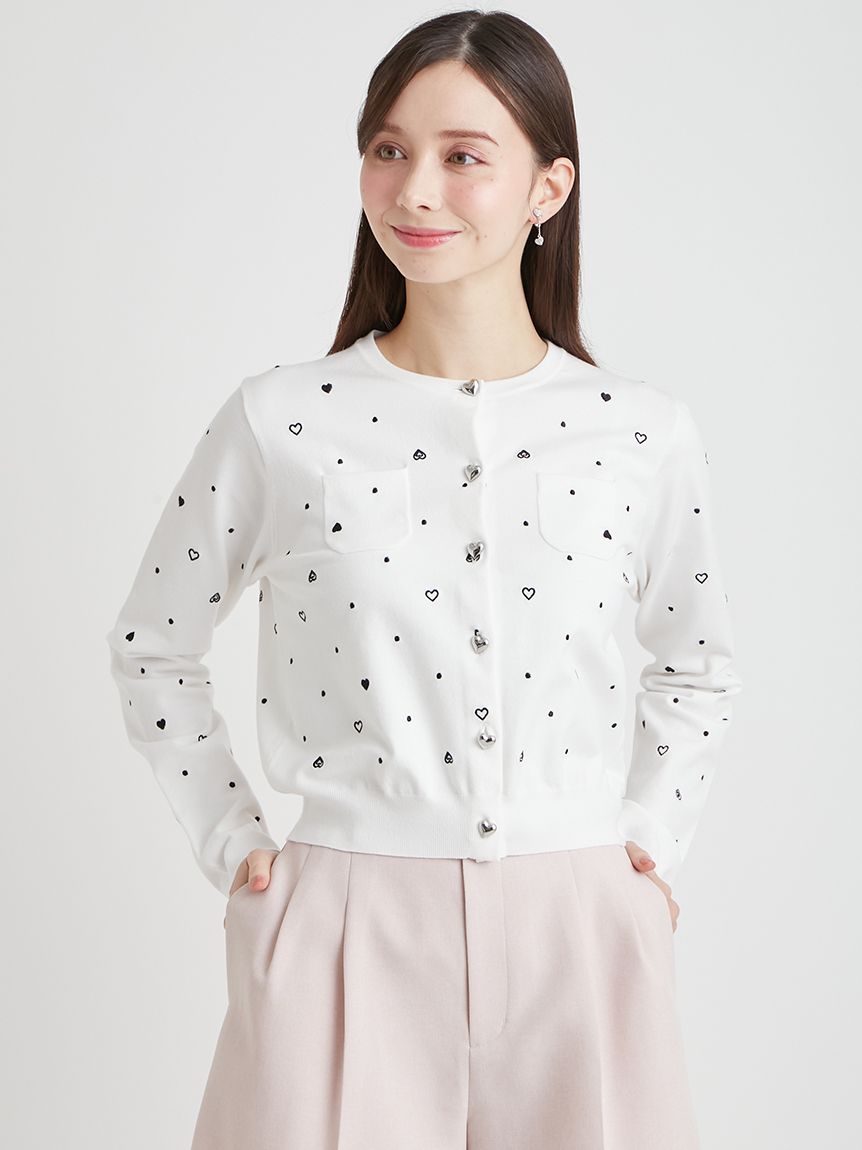 UVカット】ハート刺繍ポケットカーディガン(ニットプルオーバー)｜TOPS