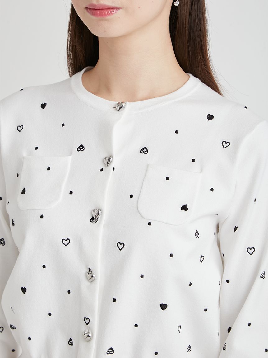 UVカット】ハート刺繍ポケットカーディガン(ニットプルオーバー)｜TOPS