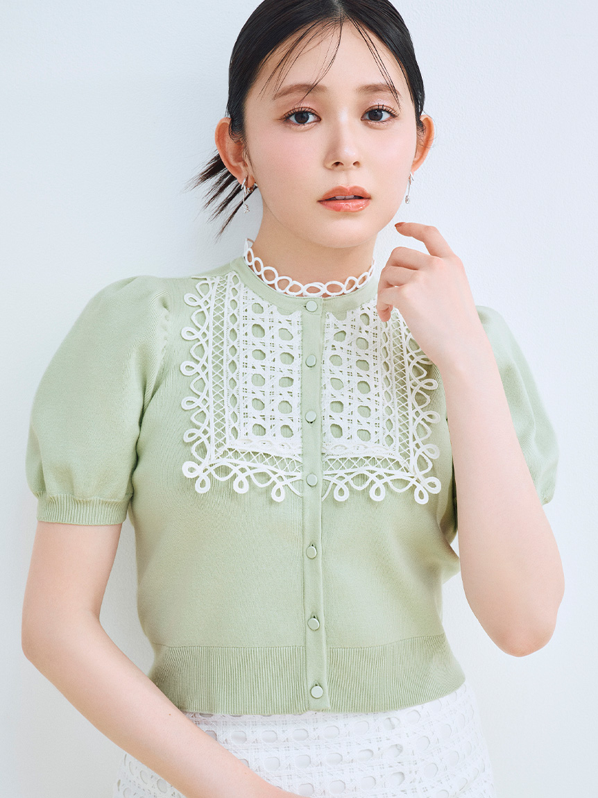 洗える】ビブヨークレースカーディガン(カーディガン)｜TOPS（トップス