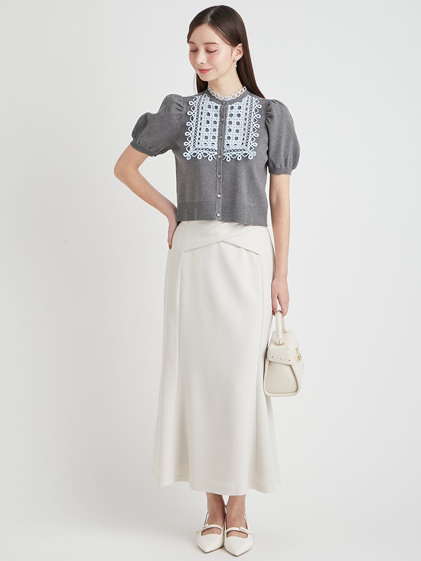 専用⭐︎courreges スリーピース カーディガン 半袖 スカート レース 洗える】【UVカット】ビブヨークレースカーディガン(カーディガン