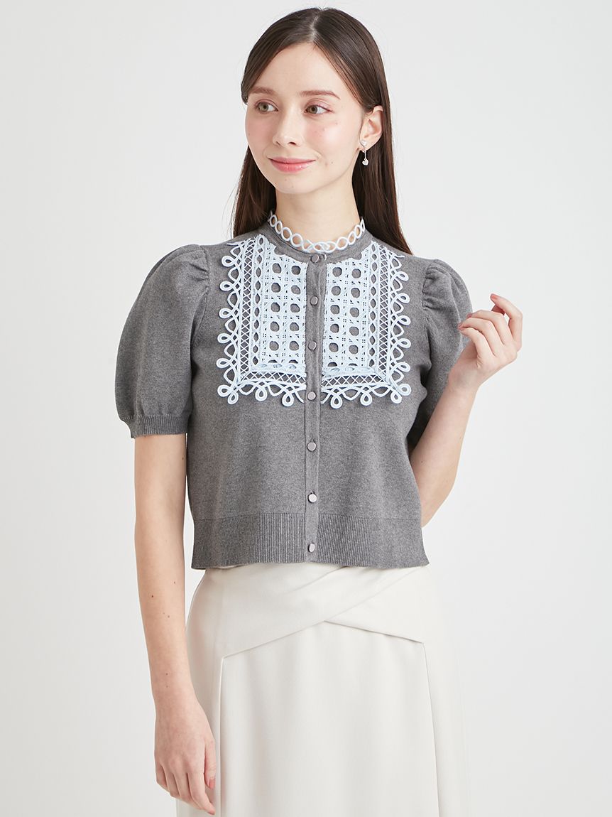 ビブヨークレースカーディガン(カーディガン)｜TOPS（トップス