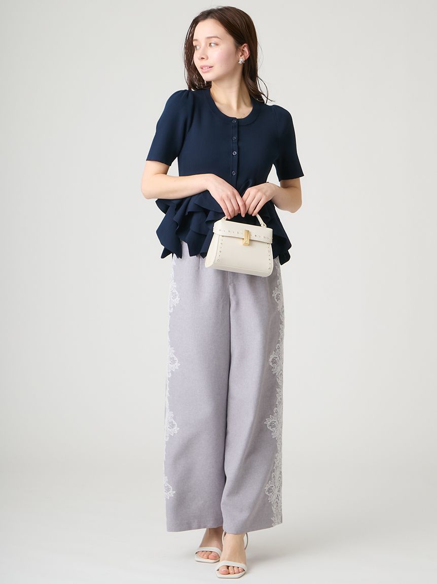 WEB・一部店舗限定カラー】ラッフルフリルペプラムニットカーディガン