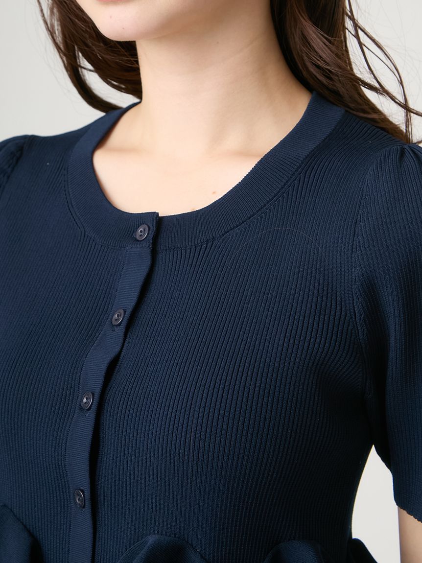 WEB・一部店舗限定カラー】ラッフルフリルペプラムニットカーディガン
