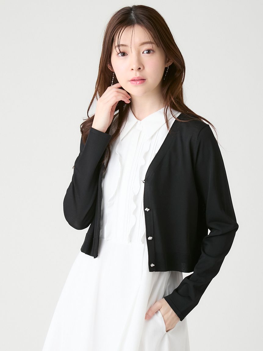 ビジュー釦Vネックカーディガン(カーディガン)|TOPS(トップス ビジュー釦Vネックカーディガン(カーディガン)|TOPS(トップス