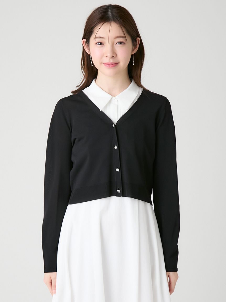ビジュー釦Vネックカーディガン(カーディガン)｜TOPS（トップス