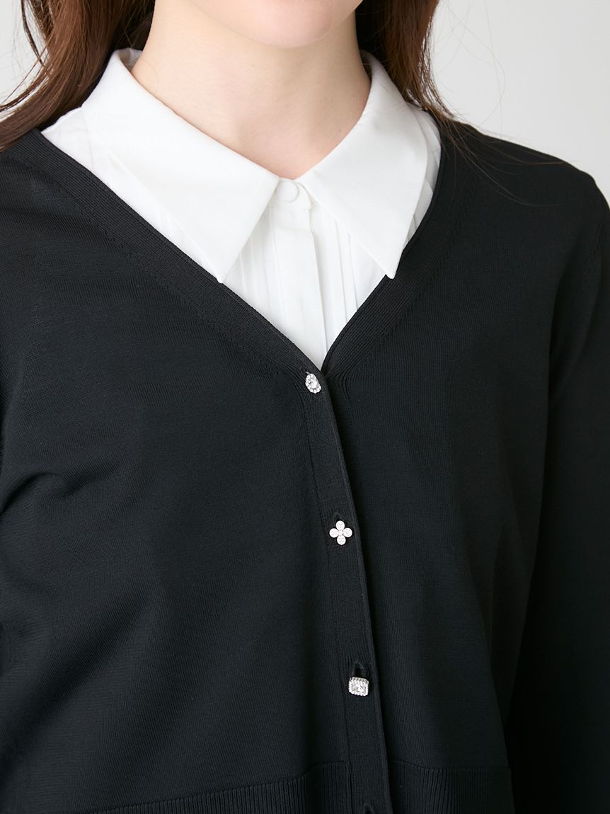 ビジュー釦Vネックカーディガン(カーディガン)｜TOPS（トップス