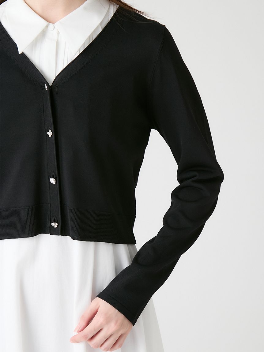 ビジュー釦Vネックカーディガン(カーディガン)｜TOPS（トップス