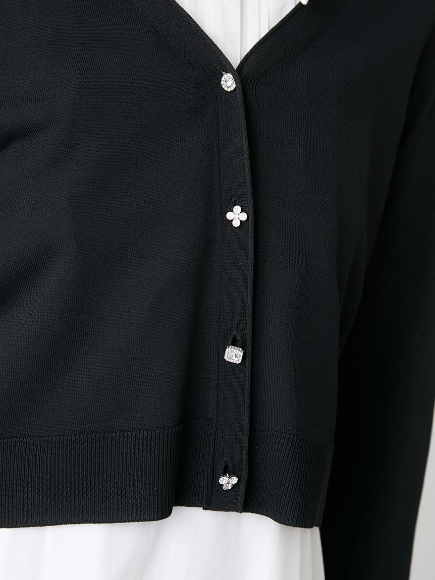 CELFORD(セルフォード)ビジュー釦ケーブルカーディガン ビジュー釦Vネックカーディガン(カーディガン)｜TOPS（トップス