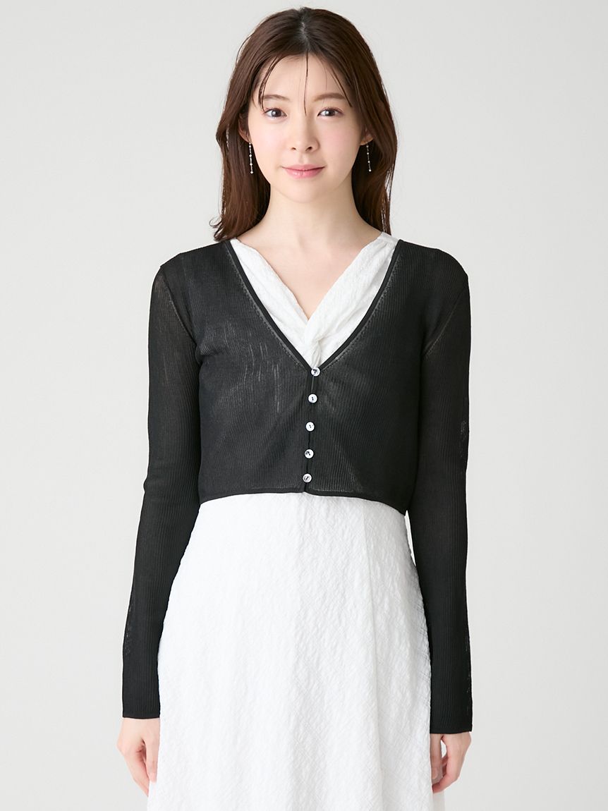 洗える】シアーリブカーディガン(カーディガン)｜TOPS（トップス
