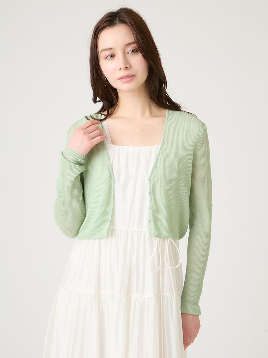 洗える】ラメシアーリブカーディガン(カーディガン)｜TOPS（トップス
