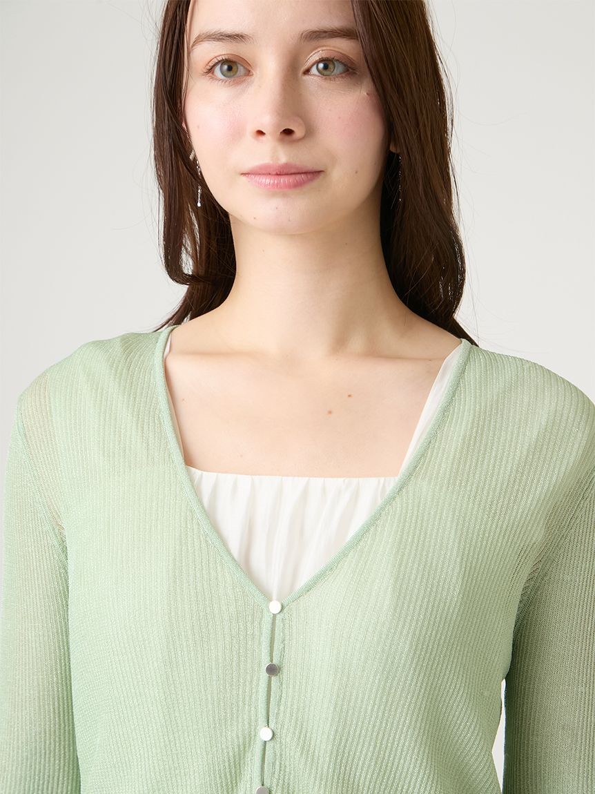 洗える】ラメシアーリブカーディガン(カーディガン)｜TOPS（トップス