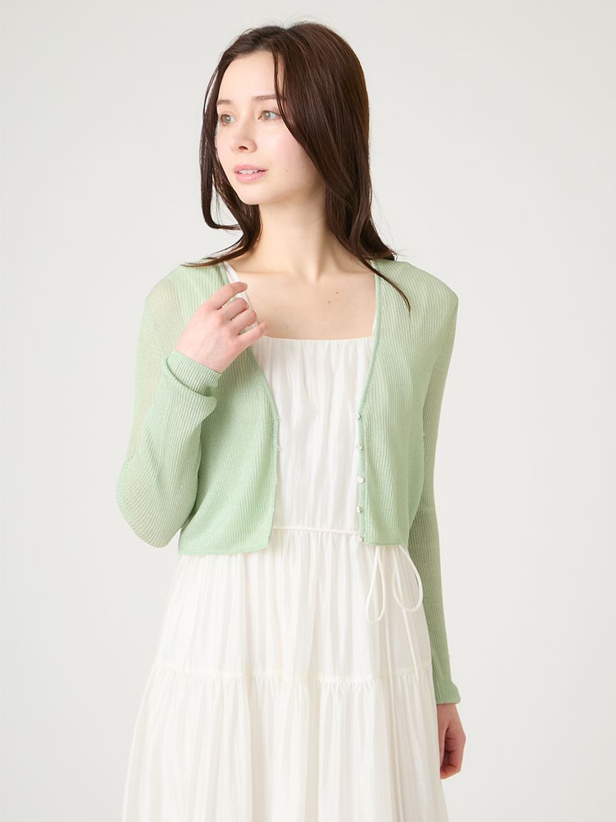 洗える】ラメシアーリブカーディガン(カーディガン)｜TOPS（トップス