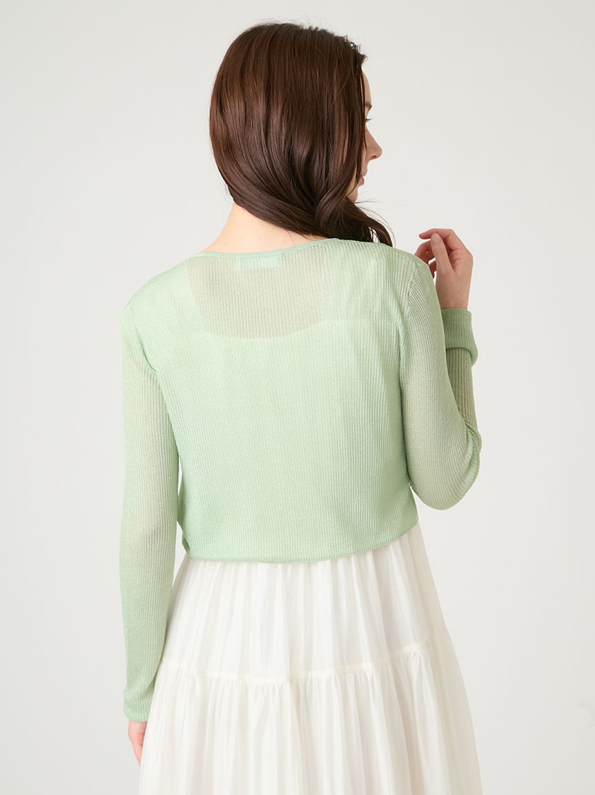 洗える】ラメシアーリブカーディガン(カーディガン)｜TOPS（トップス