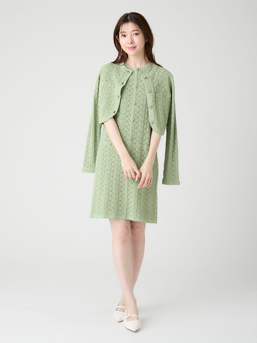 洗える】トリム透かし柄カーディガン(カットソー)｜TOPS（トップス