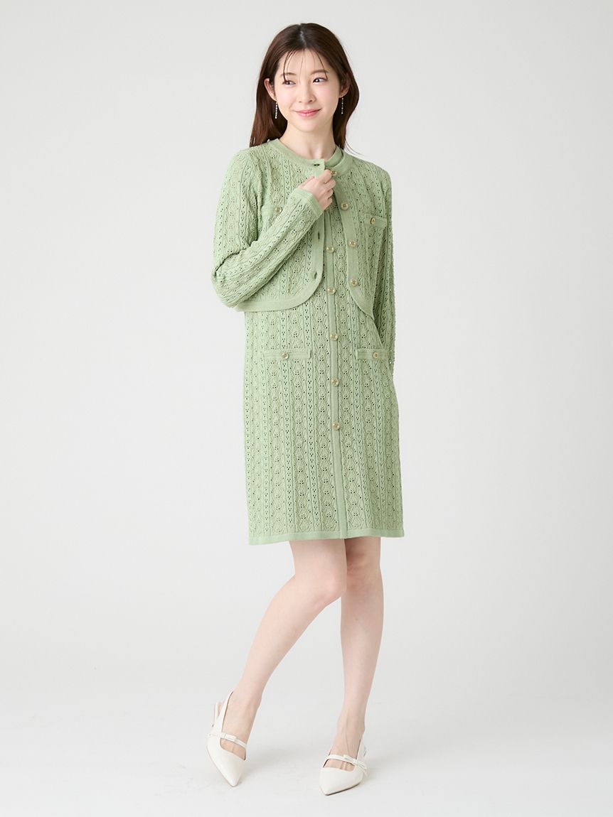 洗える】トリム透かし柄カーディガン(カットソー)｜TOPS（トップス