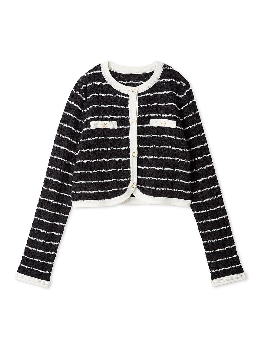 洗える】トリム透かし柄カーディガン(カットソー)｜TOPS（トップス