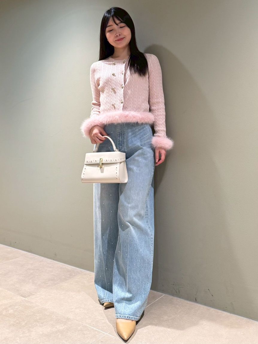カシミア混ファートリムニットカーディガン(ニットプルオーバー)｜TOPS