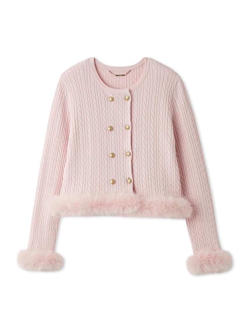 カシミア混ファートリムニットカーディガン(ニットプルオーバー)｜TOPS