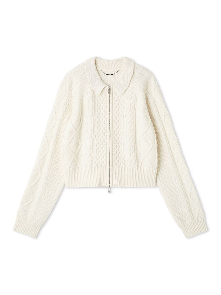 アラン柄ニットブルゾン(ニットプルオーバー)｜TOPS（トップス