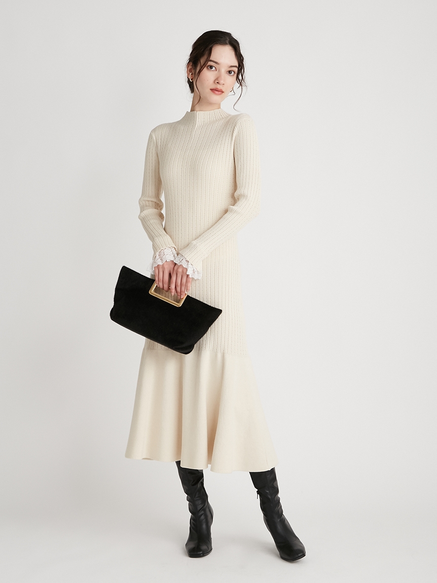 クロチェレースリブニットワンピース ニットワンピース Dress ドレス Celford セルフォード の通販サイト 公式