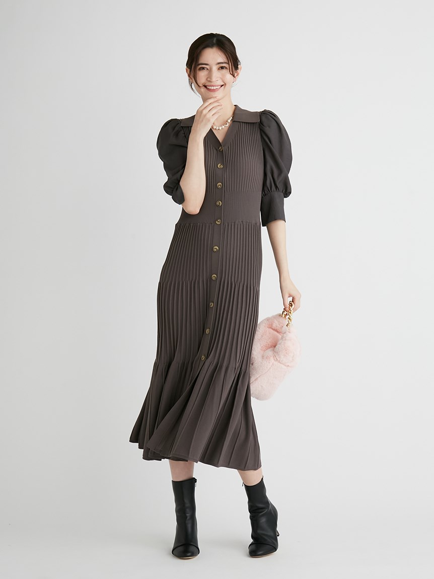 襟付きニットマーメイドワンピース(ニットワンピース)|DRESS(ドレス ...