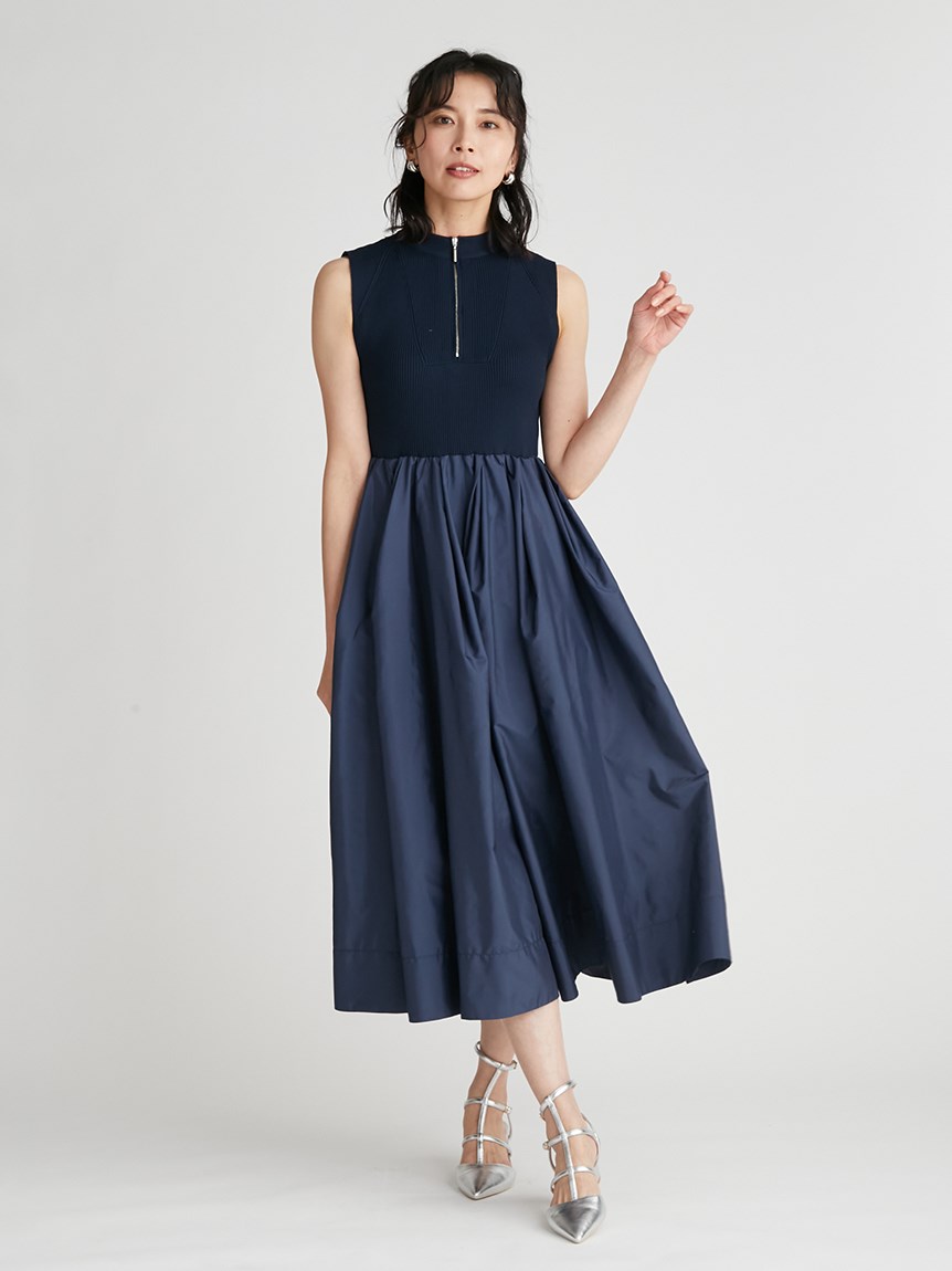 ハーフジップニットドッキングワンピース(ニットワンピース)｜DRESS