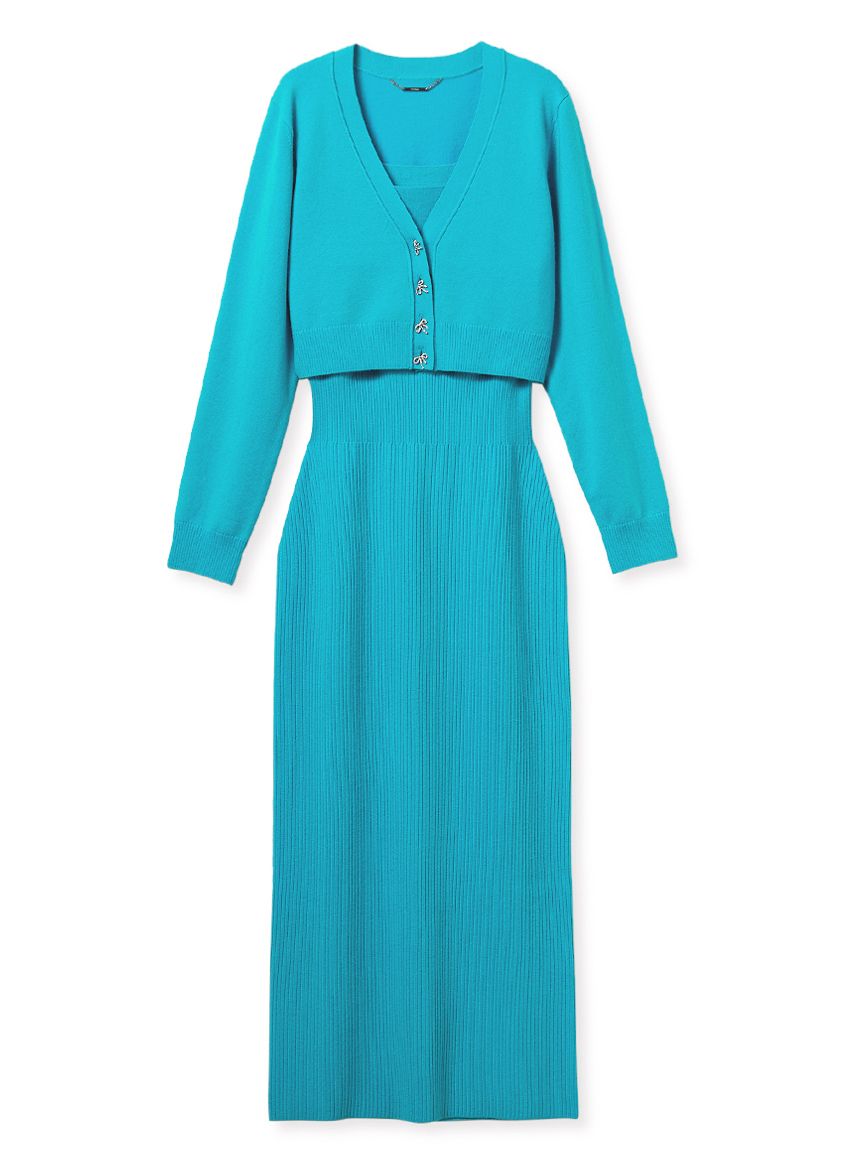 ビジューリボンニットアンサンブル(デイリーワンピース)｜DRESS