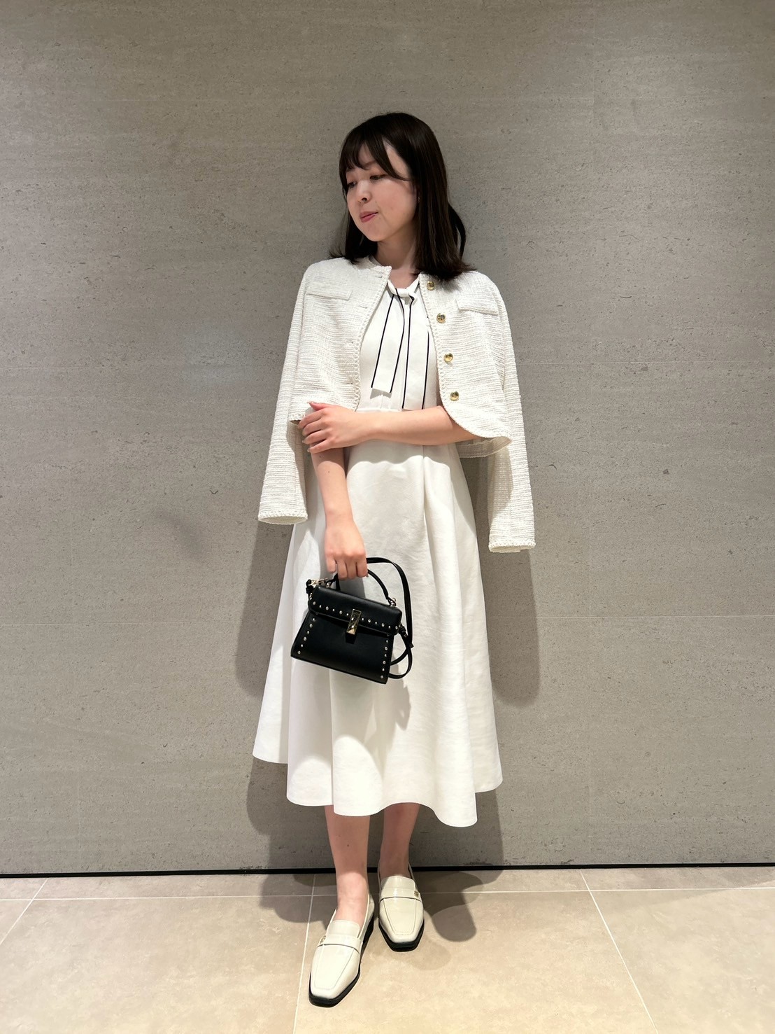 ボウタイノースリーブニットワンピース(デイリーワンピース